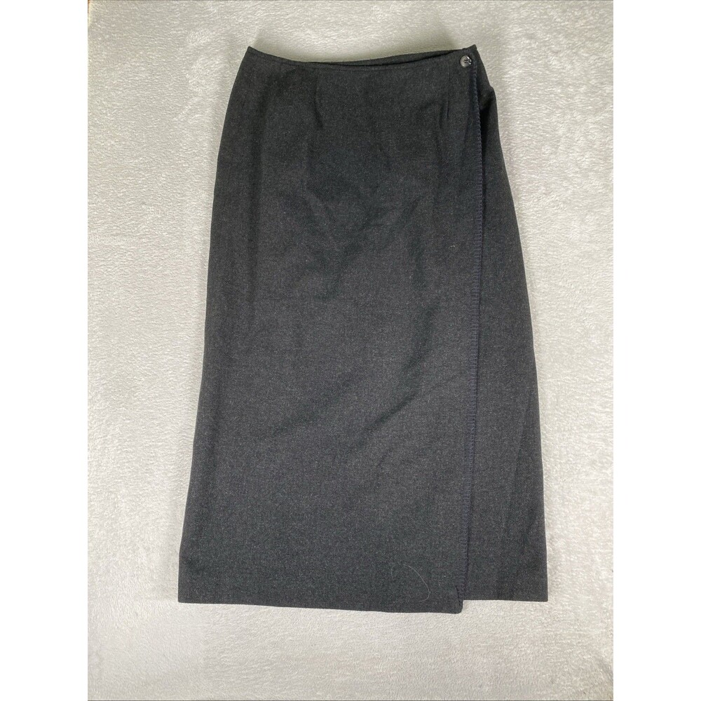 Talbots Wool Blend Wrap Maxi Skirt Women’s 12 Gray VIntage Lined Long modest